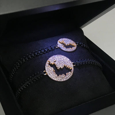 DENIZEN bracelets of St Barts map in gold with CZ pave