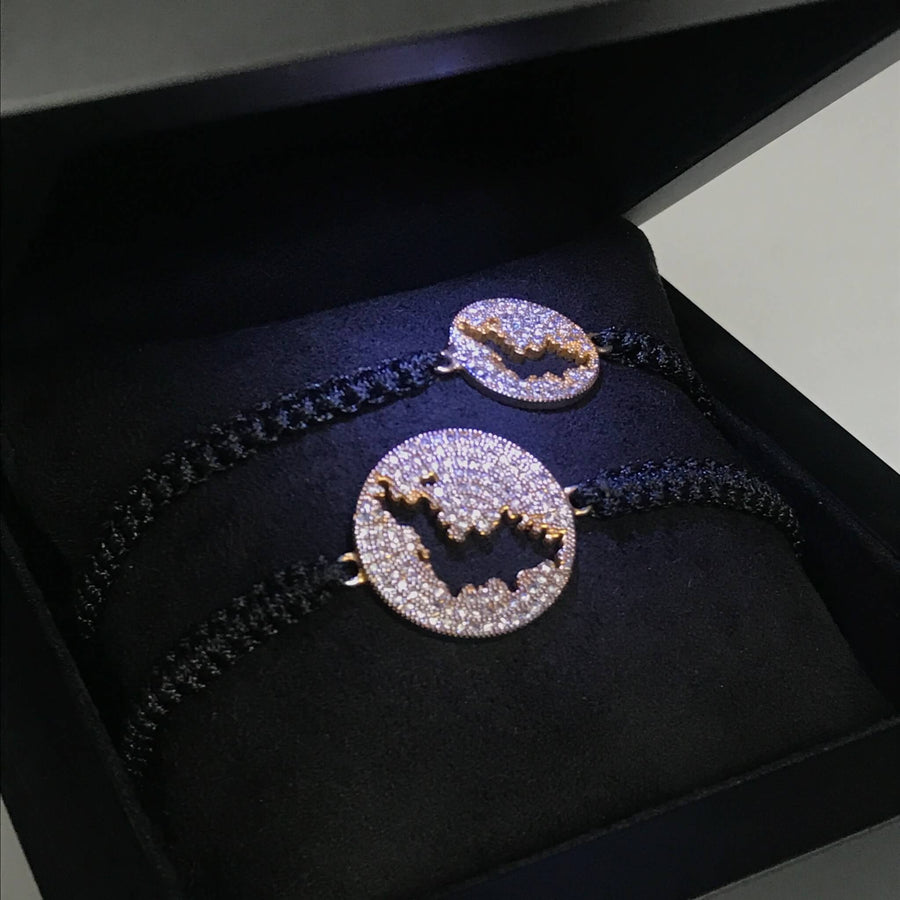 DENIZEN bracelets of St Barts map in gold with CZ pave
