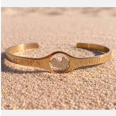 DENIZEN gold pave cuff Saint-Tropez map