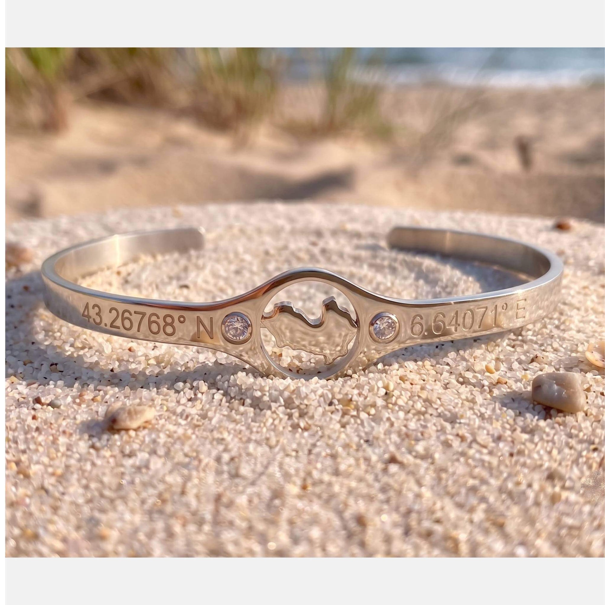 DENIZEN silver cuff Saint-Tropez map