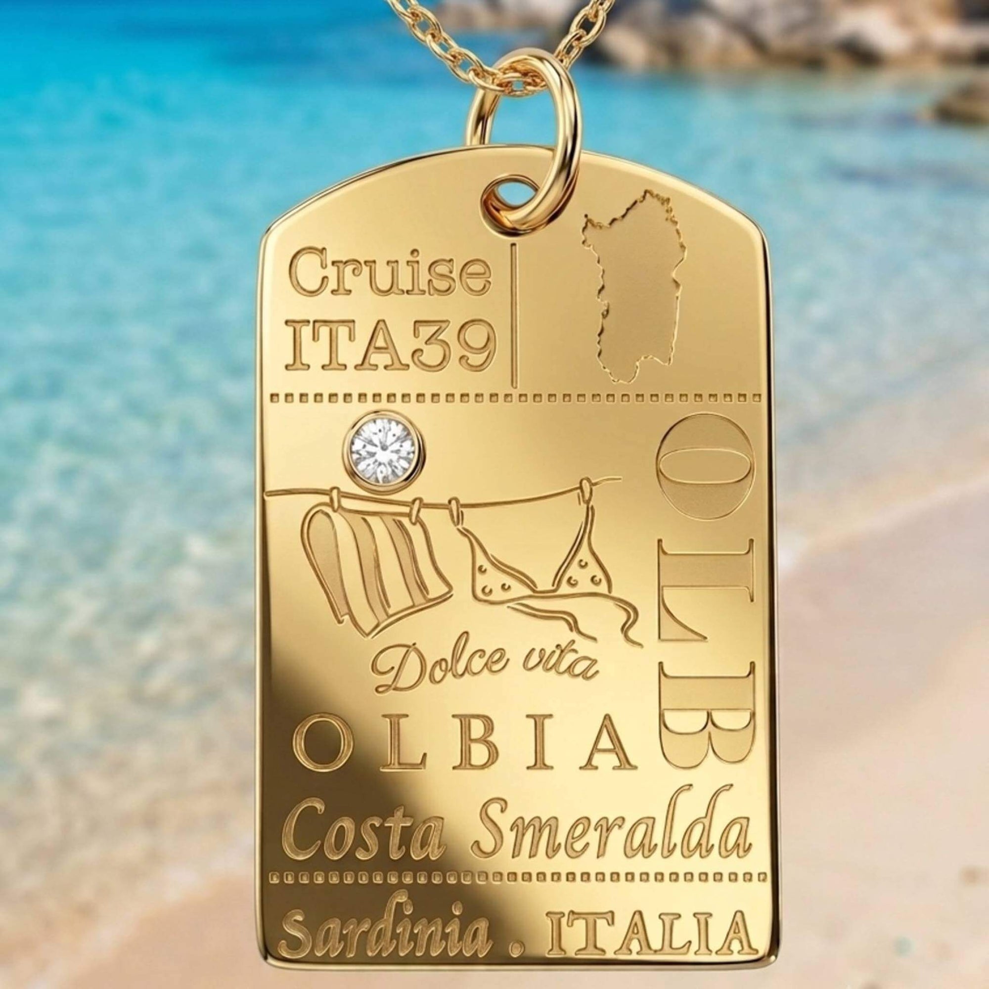 DENIZEN Olbia luggage tag charm in gold