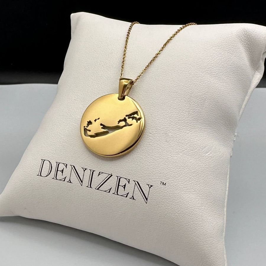 DENIZEN necklace of Bermuda map gold