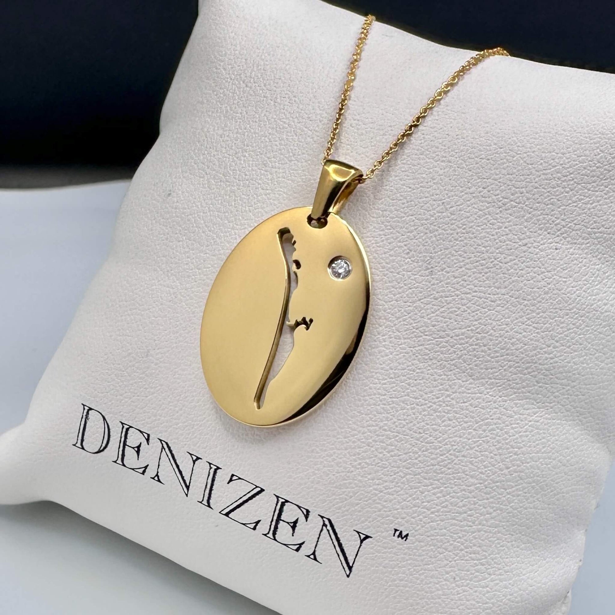 DENIZEN Boca Grande map necklace in gold-plated stainless steel