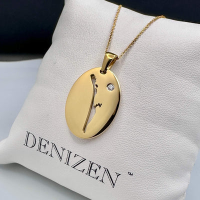 DENIZEN Boca Grande map necklace in gold-plated stainless steel