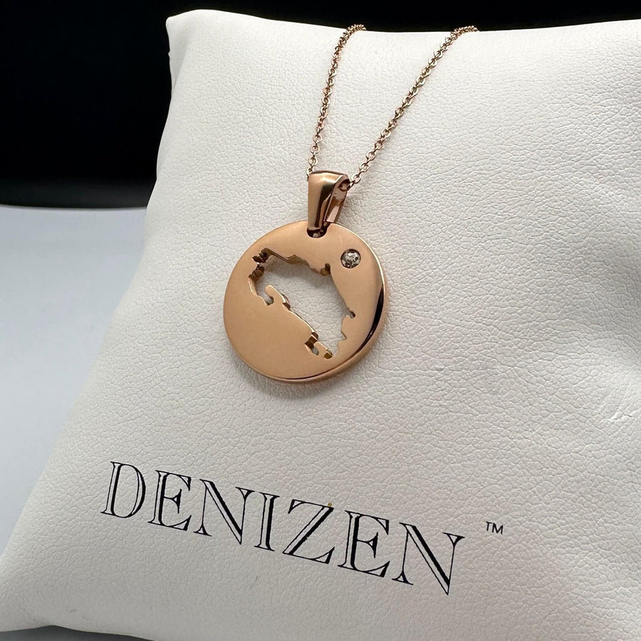 DENIZEN necklace of Costa Rica map rose gold