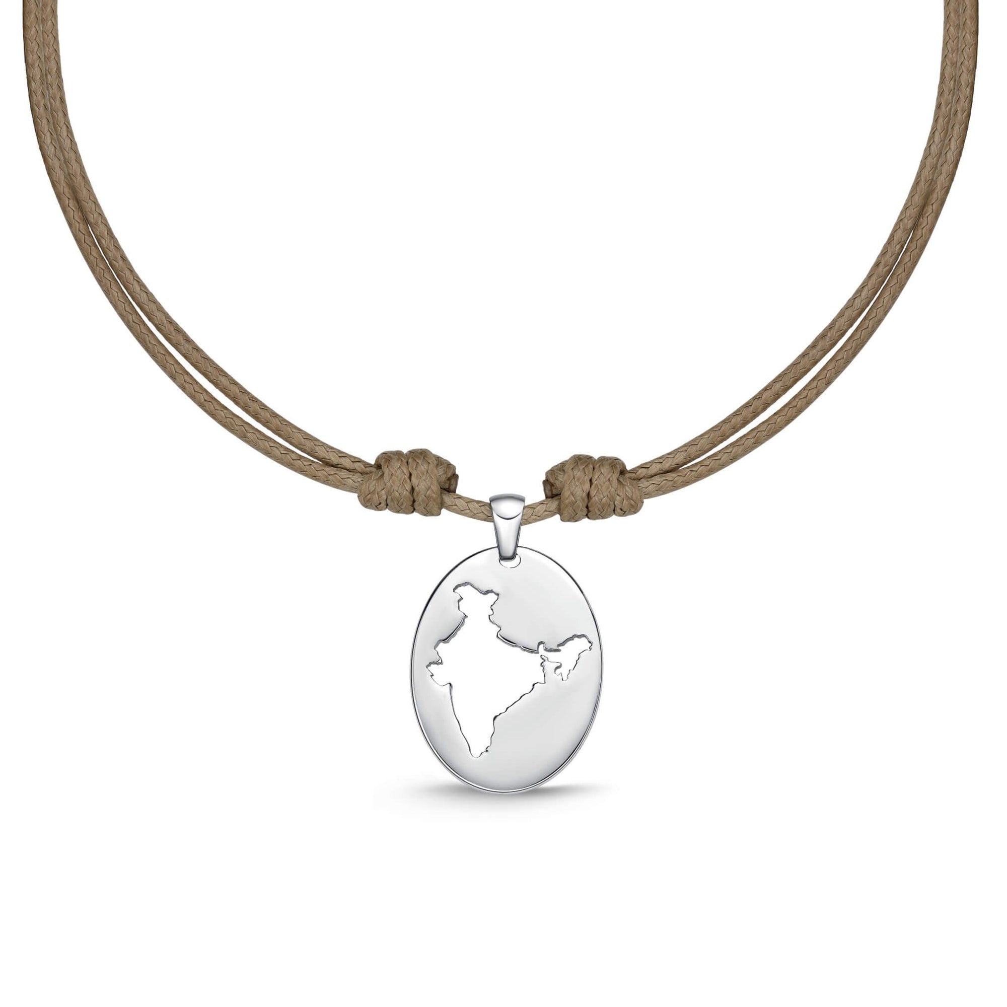 DENIZEN necklace of India map silver beige