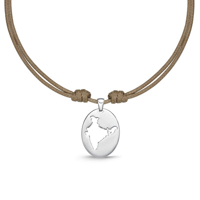 DENIZEN necklace of India map silver beige