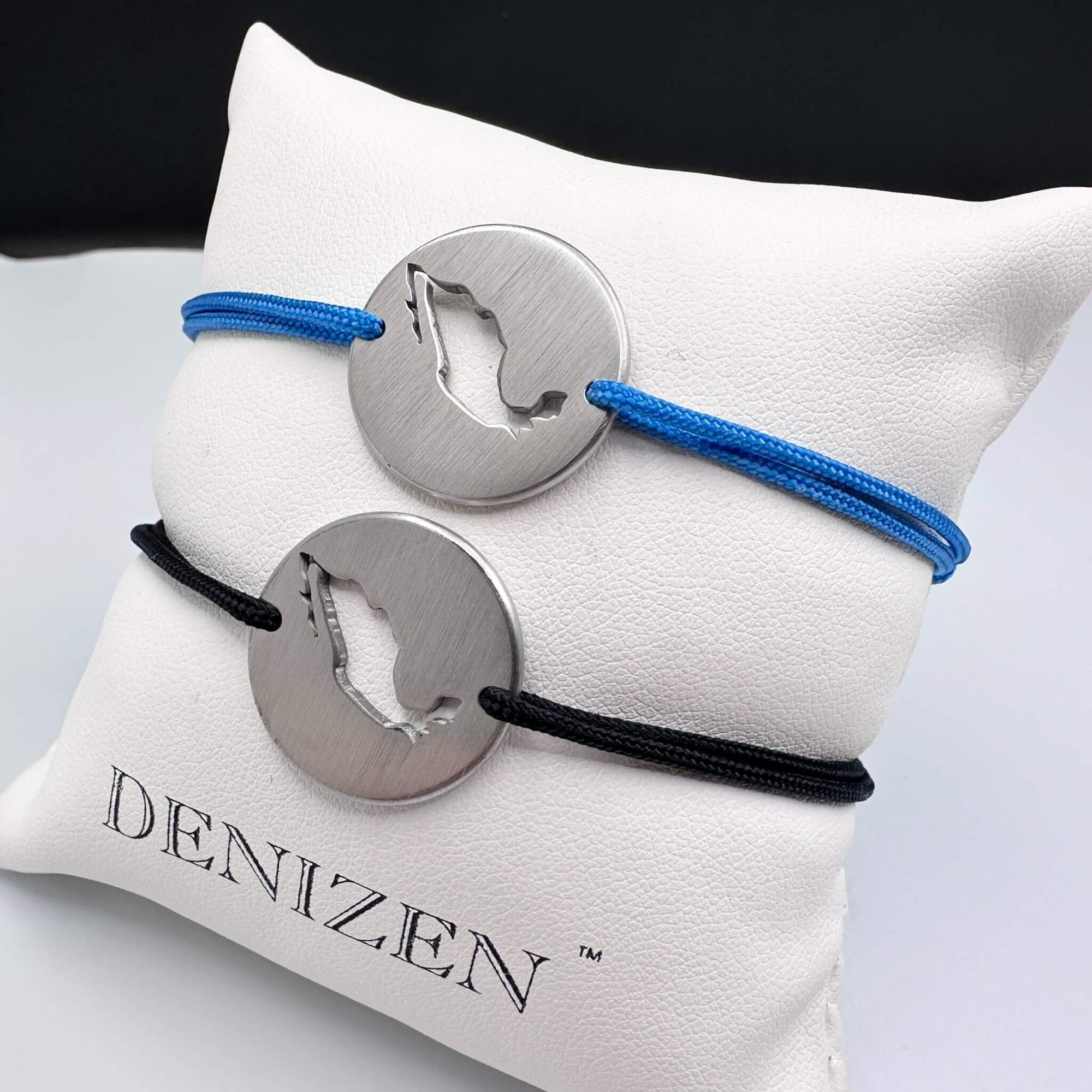 DENIZEN brushed steel bracelets of Mexico map