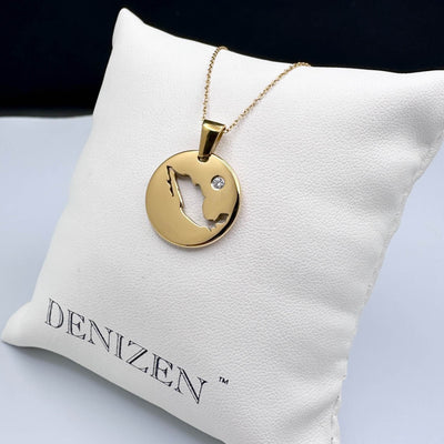 DENIZEN gold necklace of Mexico map