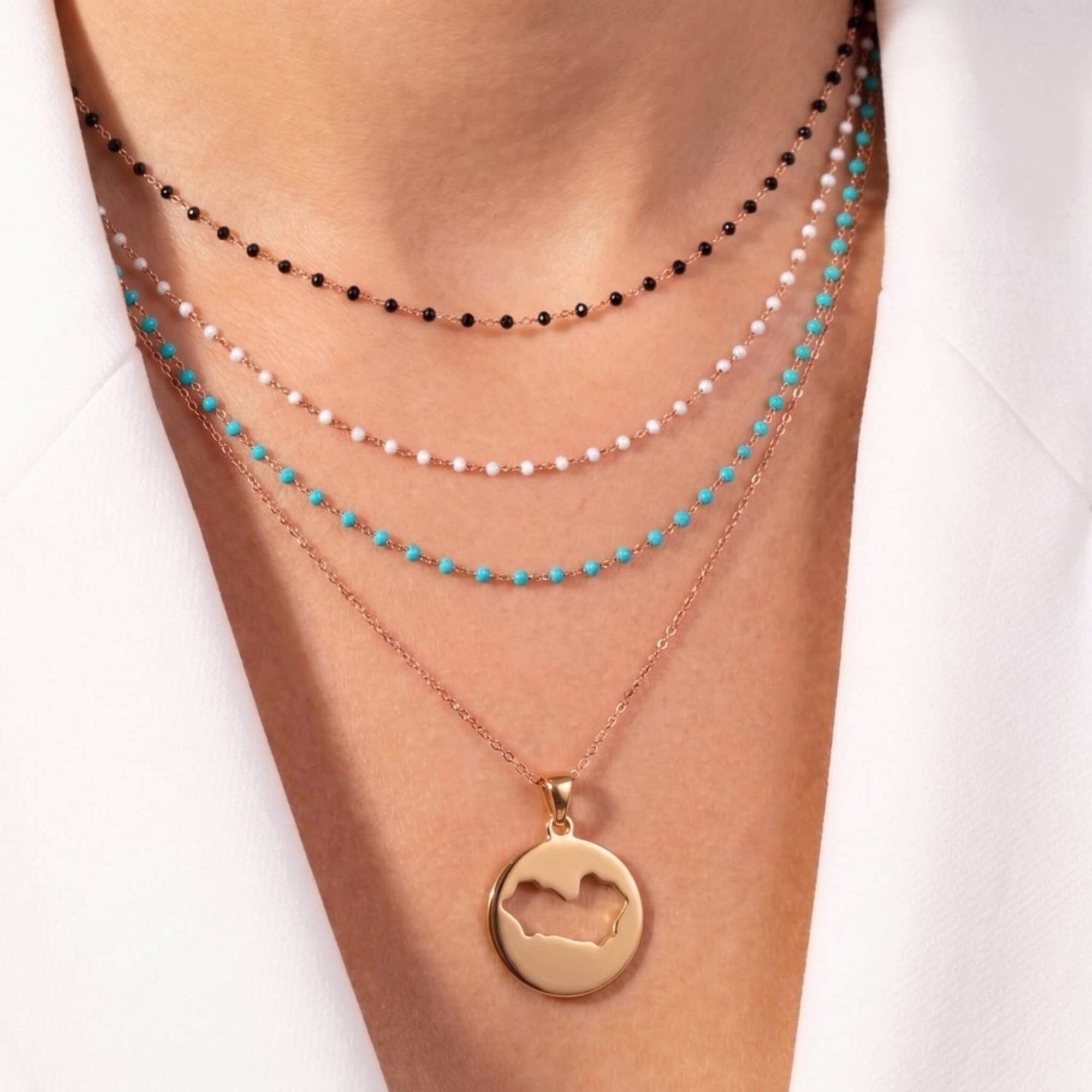 DENIZEN necklace Saint-Tropez map cutout gold chain woman