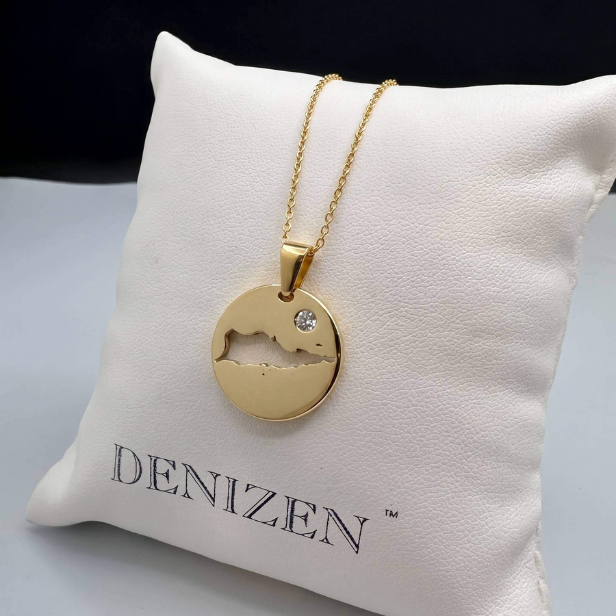 DENIZEN necklace of St Croix map in gold