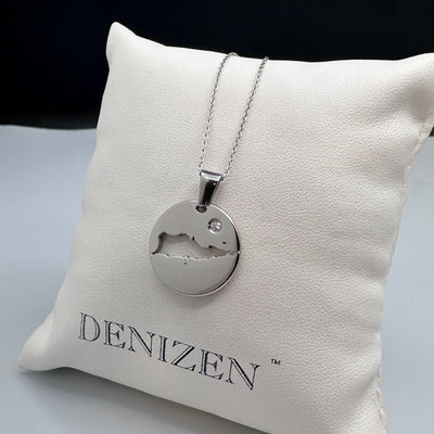 DENIZEN necklace of St Croix map in silver