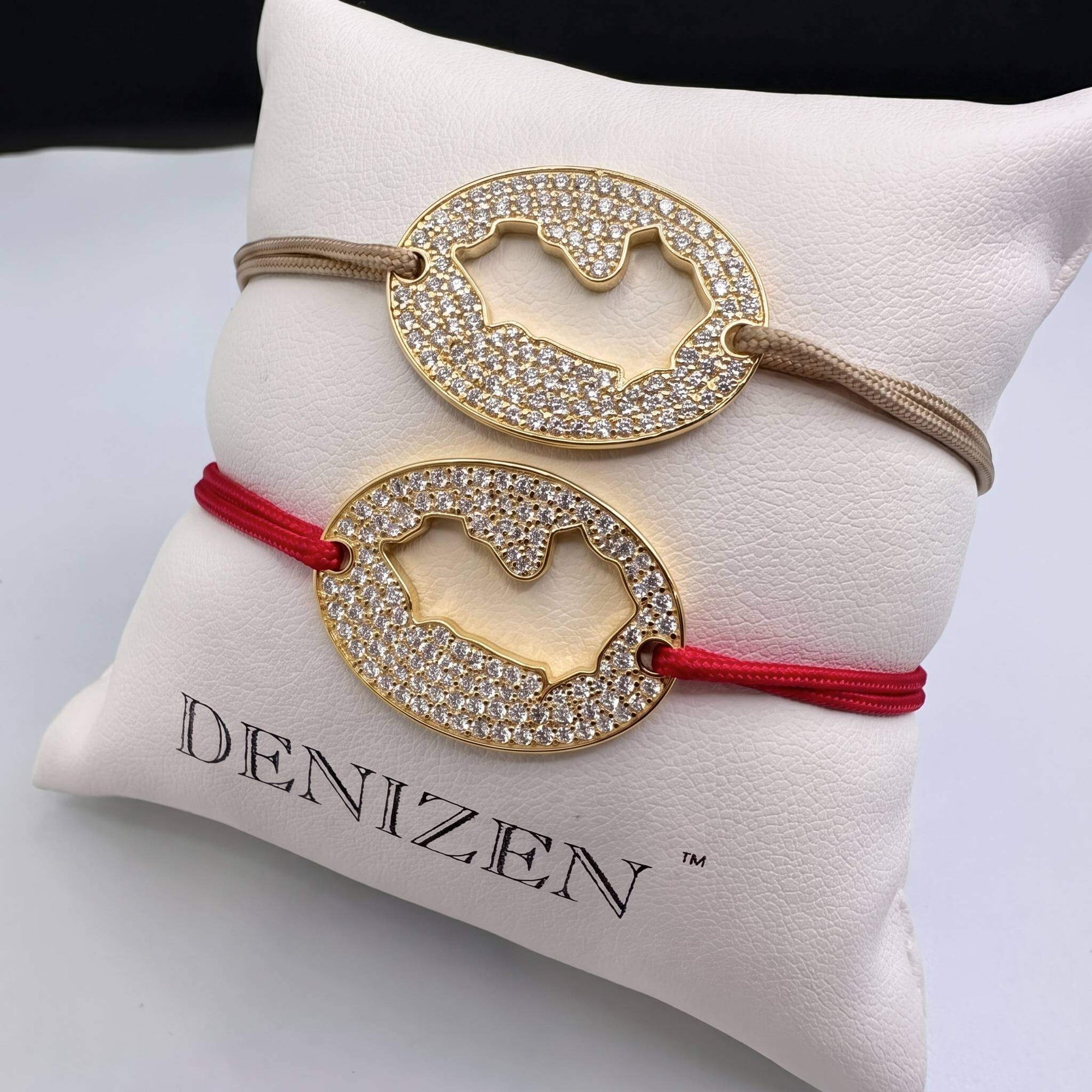 DENIZEN bracelets Saint-Tropez map cutout gold Bliss beige red