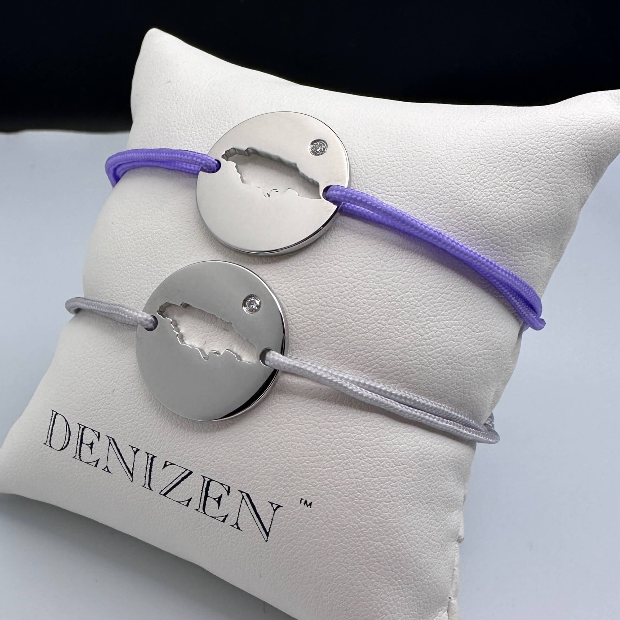 DENIZEN bracelet of Jamaica map silver purple grey