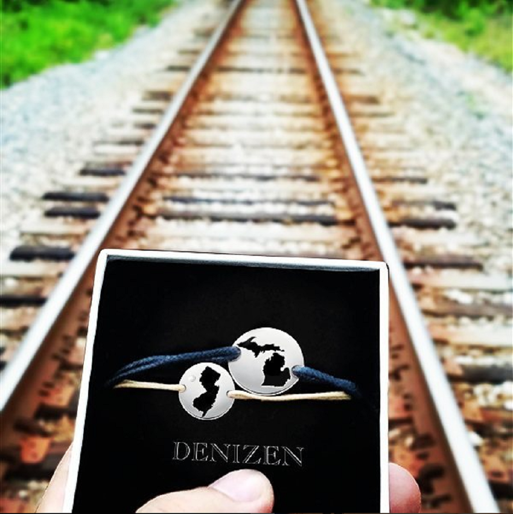 DENIZEN BRACELET OF MICHIGAN AND NEW JERSEY MAPS