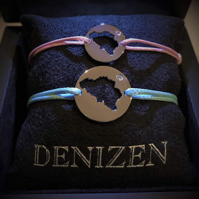 DENIZEN bracelet of Belgium map silver CZ blue & pink