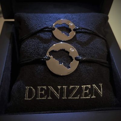 DENIZEN bracelet of Belgium map silver CZ