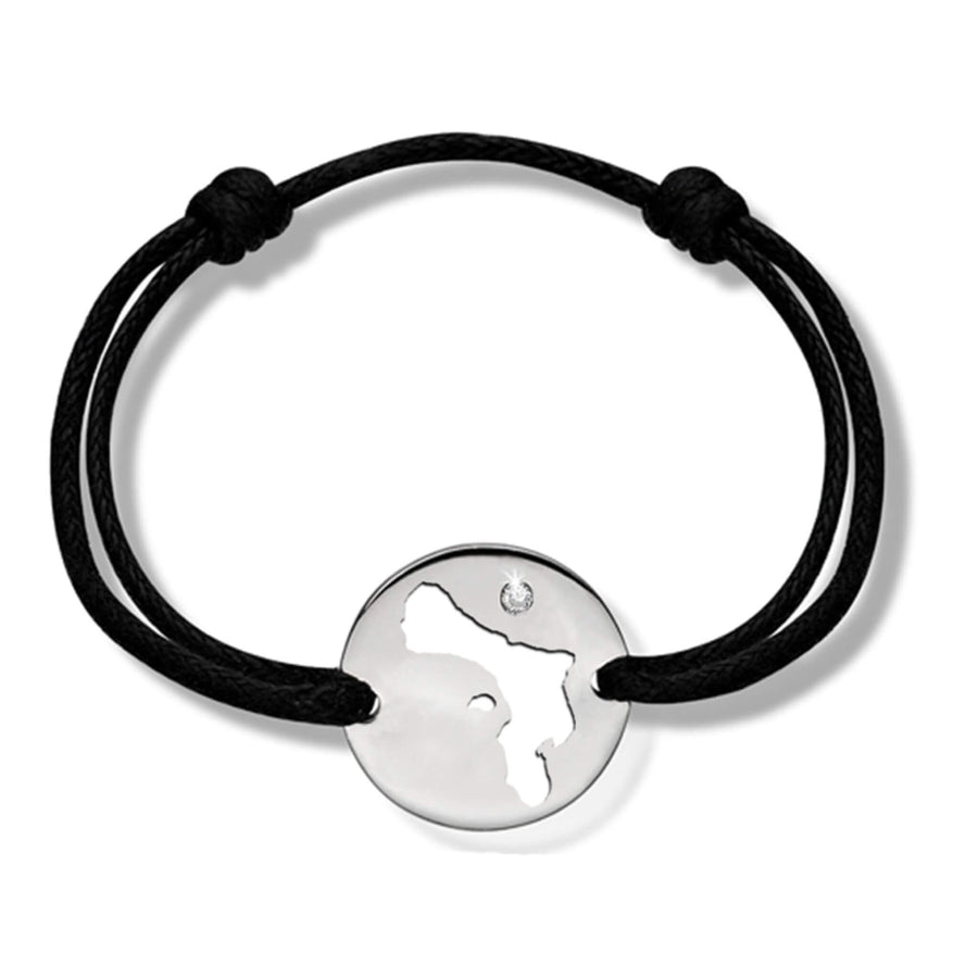 DENIZEN bracelet of Bonaire map silver CZ