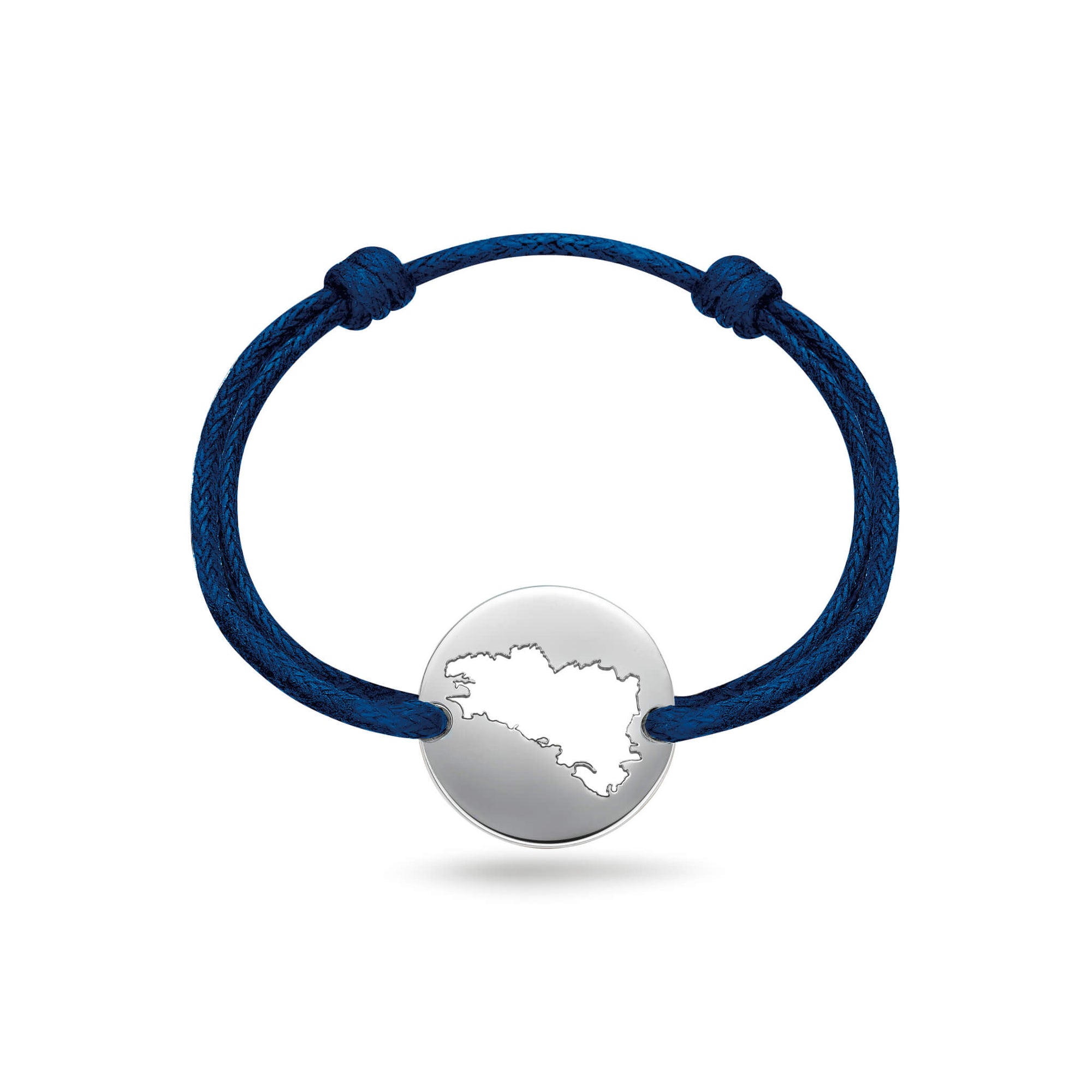 DENIZEN bracelet of Brittany map silver navy round