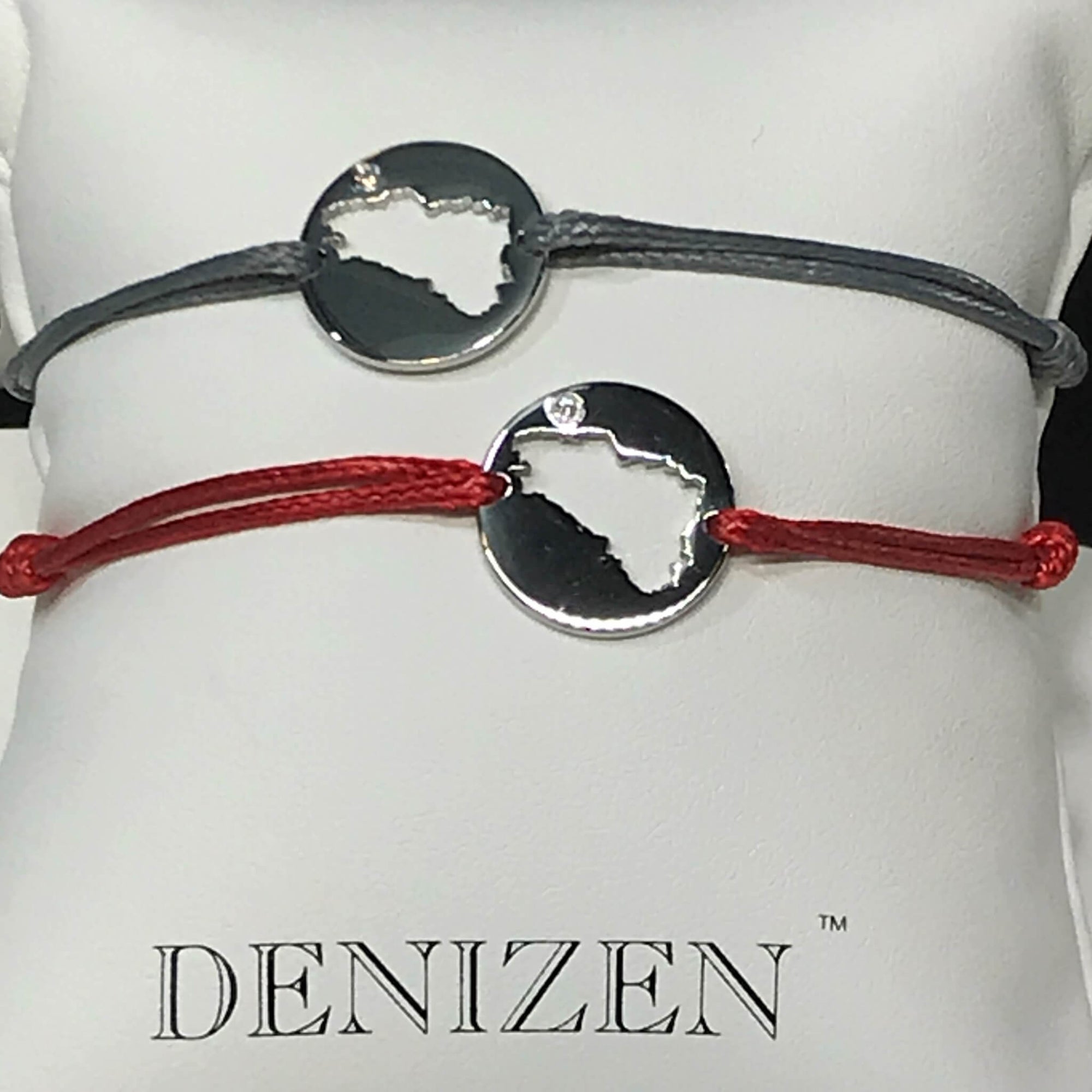 DENIZEN bracelets of Brittany map silver red & grey round
