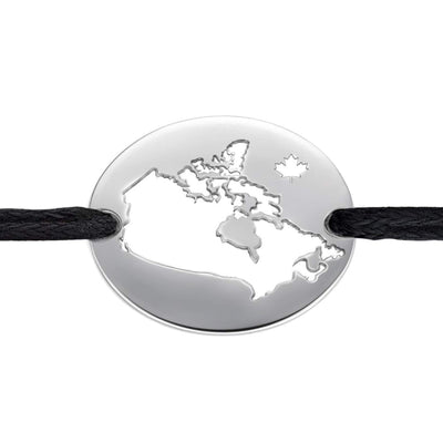 DENIZEN bracelet of Canada map and maple leaf silver black