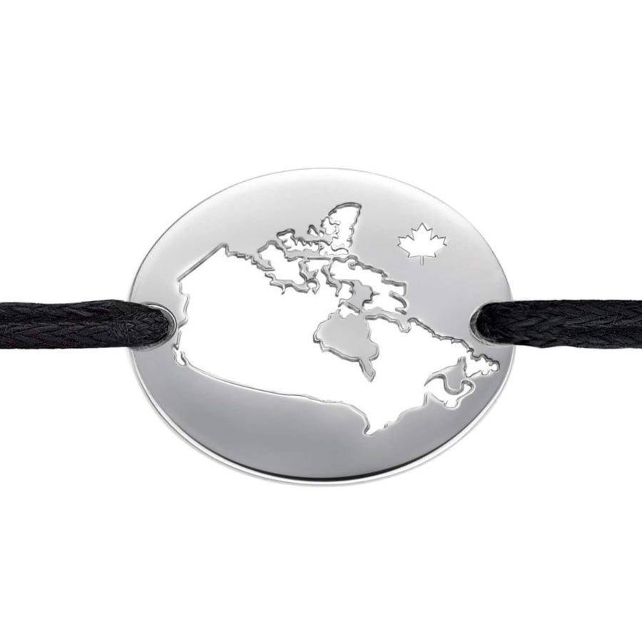 DENIZEN bracelet of Canada map and maple leaf silver red
