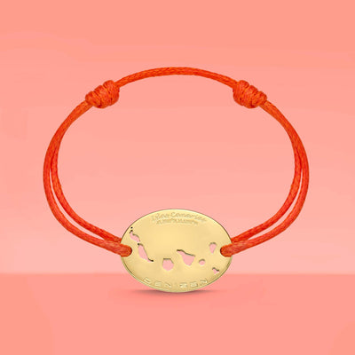 DENIZEN bracelet of Canary Islands map gold orange string