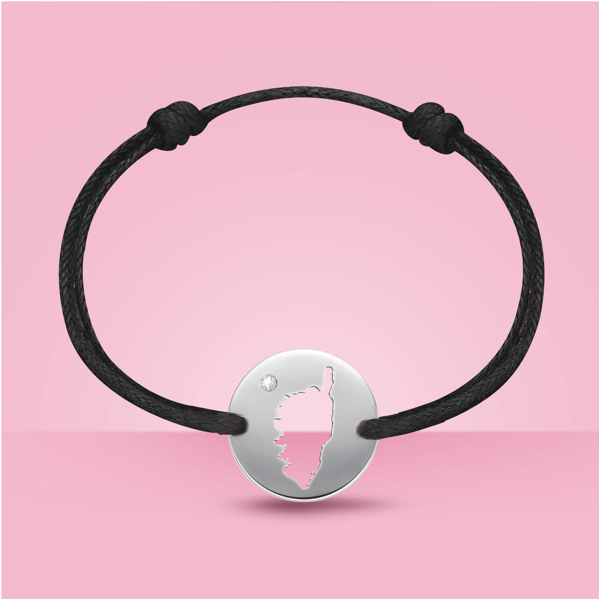 DENIZEN bracelet of Corsica map silver CZ