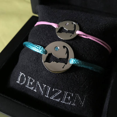 DENIZEN bracelets of Cape Cod map silver CZ pink turquoise