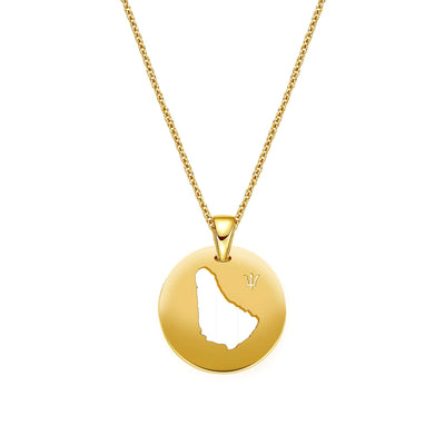 DENIZEN necklace of Barbados map trident gold